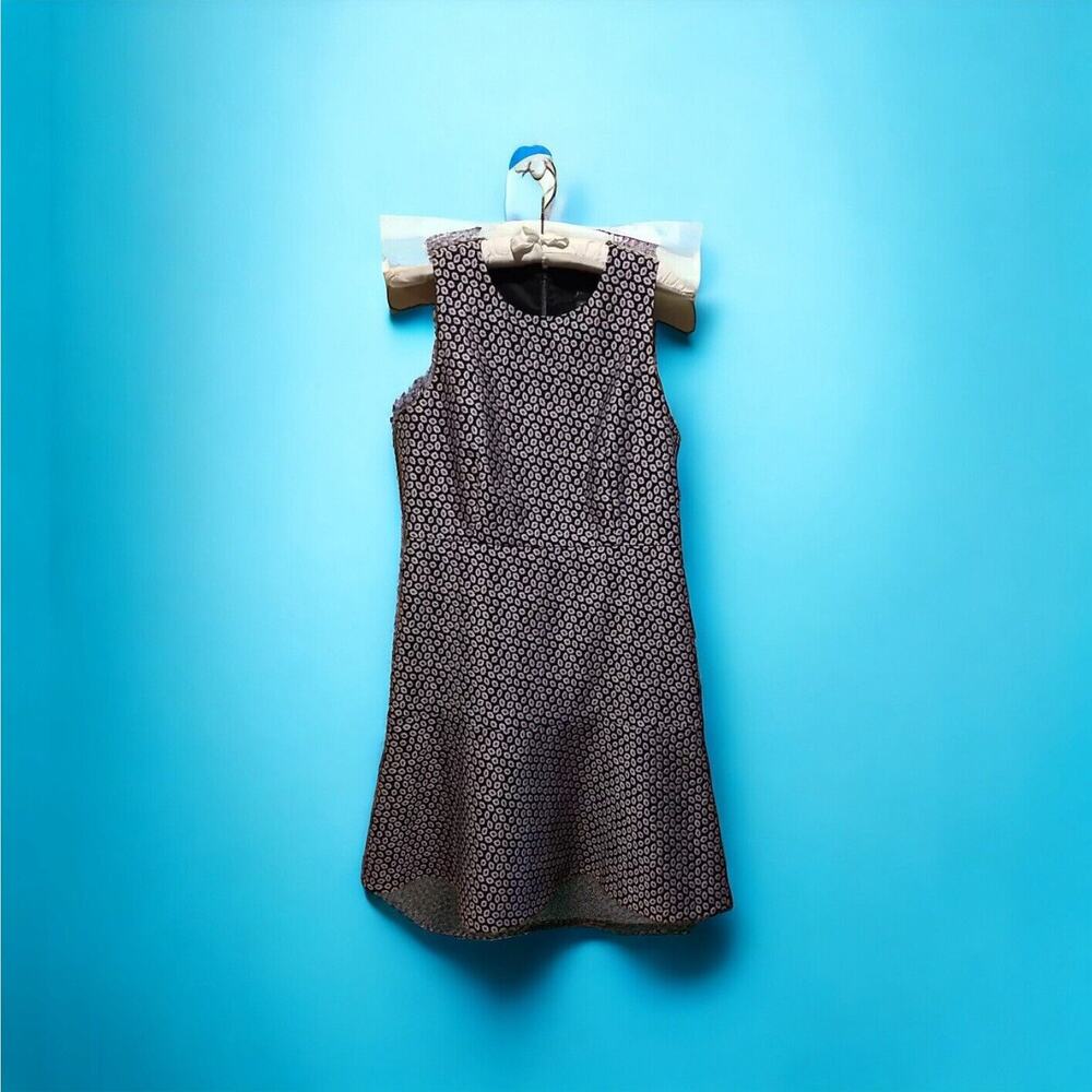 J Crew Dress Womens 12 Blue Gray Red Oval All Over Print Fit & Flare Sleeveless